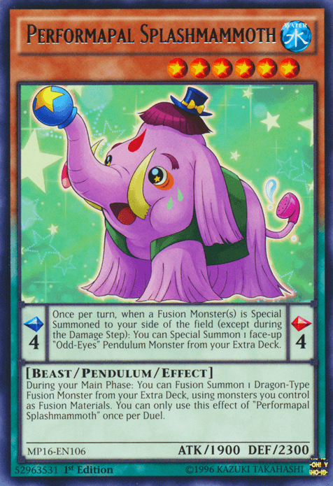 Performapal Splashmammoth [MP16-EN106] Rare (ONLINE ORDER ONLY)