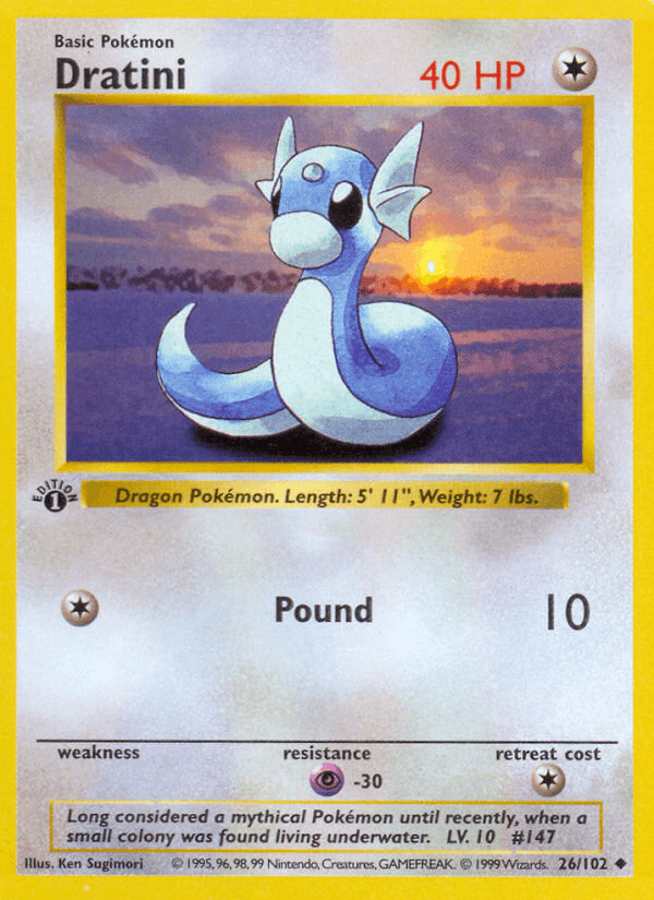 Dratini (26/102) (Shadowless) [Base Set 1st Edition] (Online Only)