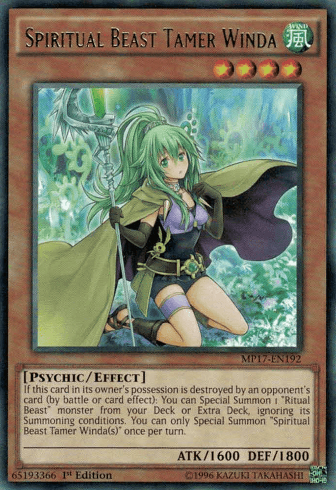 Spiritual Beast Tamer Winda [MP17-EN192] Rare (ONLINE ORDER ONLY)