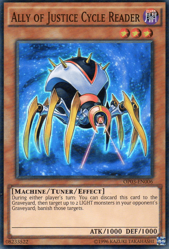 Ally of Justice Cycle Reader [OP03-EN006] Super Rare (ONLINE ORDER ONLY)
