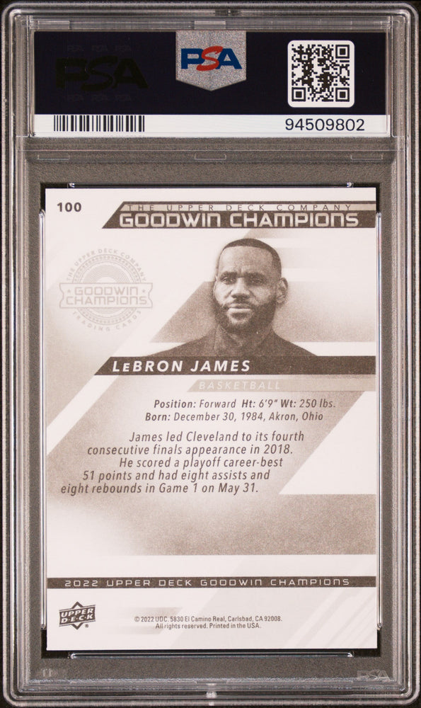 2022 UPPER DECK GOODWIN CHAMPIONS LeBRON JAMES  #100 - PSA 10 (Online Order Only)