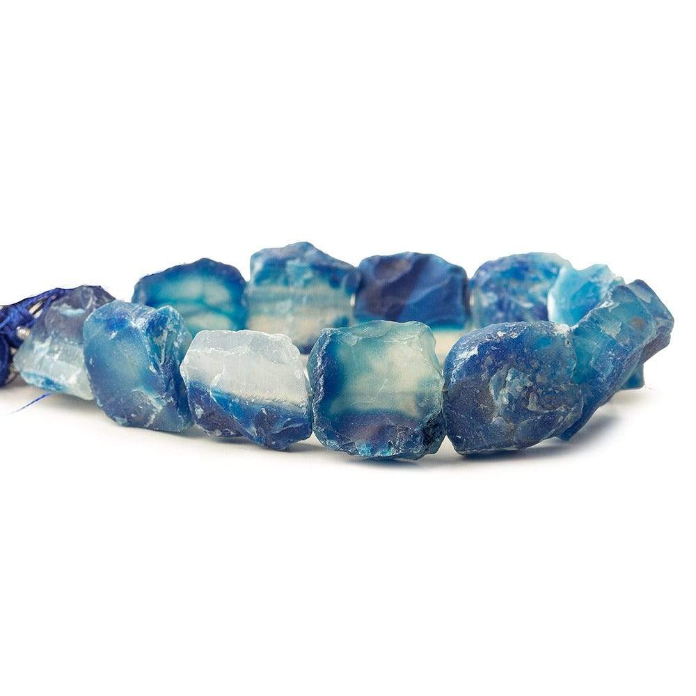 Dark Sky & Water Blue Agate Beads Hammer Faceted Squares (ONLINE ORDER ONLY)