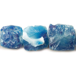 Dark Sky & Water Blue Agate Beads Hammer Faceted Squares (ONLINE ORDER ONLY)
