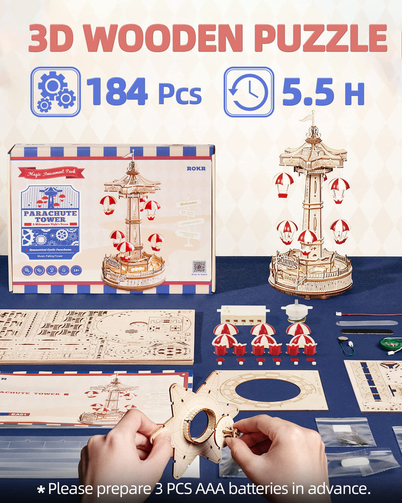 3D Wooden Parachute Tower Music Box Puzzle. (ONLINE ORDER ONLY)