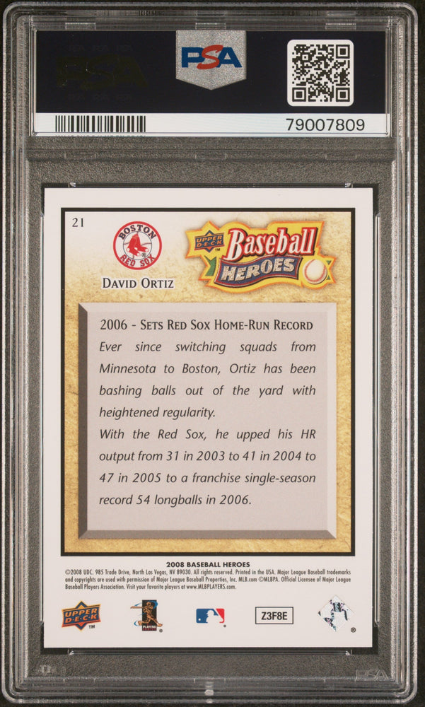 2008 UPPER DECK BASEBALL HEROES DAVID ORTIZ BASEBALL #21 - PSA 10 (Online Order Only)