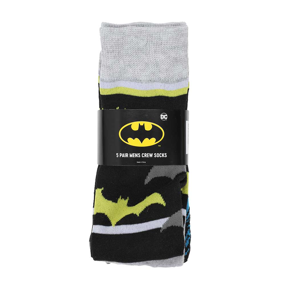 DC Comics Batman Mens Crew Socks 5-Pack (Online Order Only)