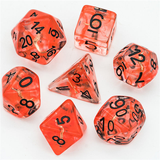 Rogue (Dagger) Clear Red Dice w/ Golden Dagger 7-Dice Set Rpg (Online Only)