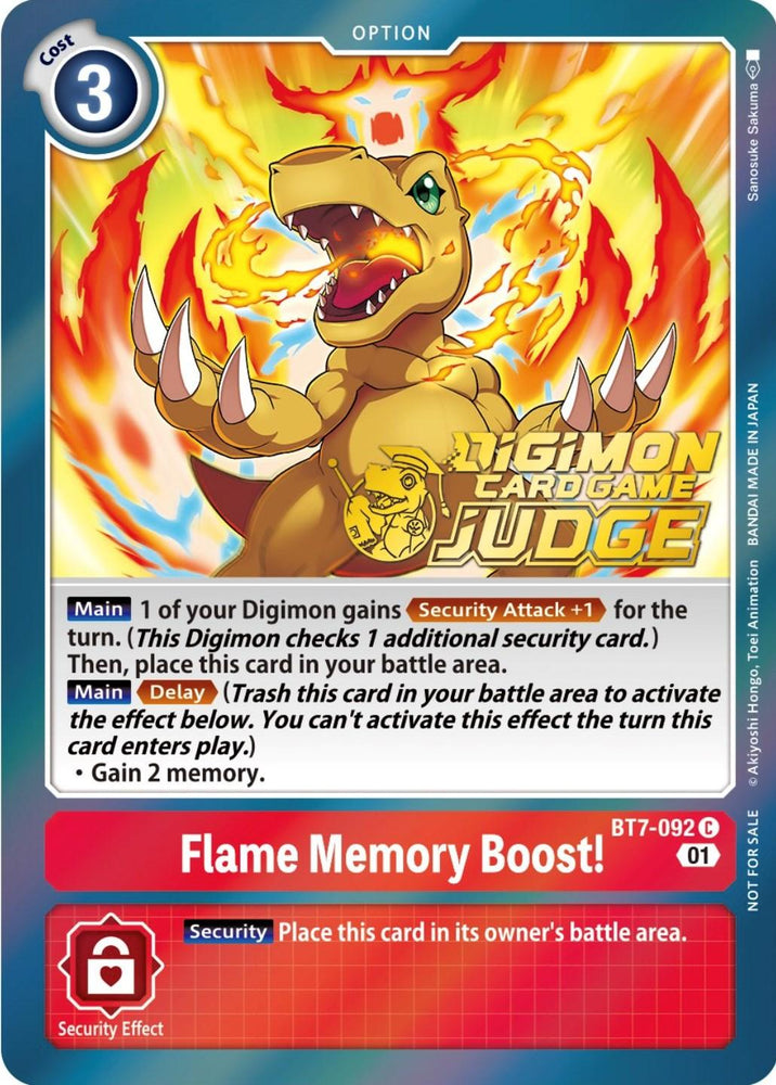 Flame Memory Boost! [BT7-092] (Judge Pack 3) [Next Adventure Promos] (ONLINE ORDER ONLY)