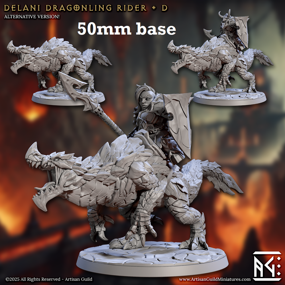 Delani Dragonling Rider: Sculpt D (Dwarven Dragonrider Cavalry Unit) (Online Only)