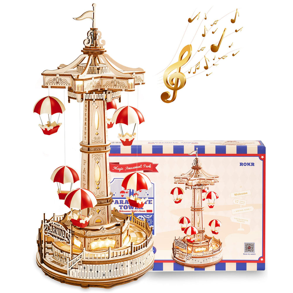 3D Wooden Parachute Tower Music Box Puzzle. (ONLINE ORDER ONLY)