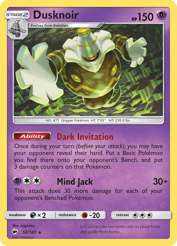 Dusknoir (53/147) (Theme Deck Exclusive) [Sun & Moon: Burning Shadows] (Online Only)