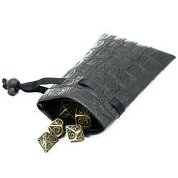Leather Dice Bag with Skull sporting d20 Tattoo (Online Only)