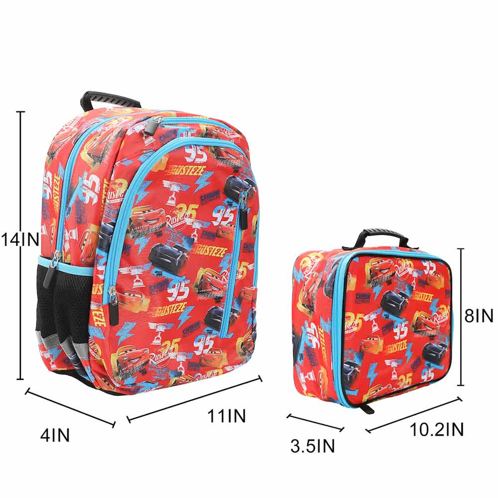 *Collective* Disney Cars Red AOP Print 14-inch Youth Backpack & Insulated Lunch Kit Set (ONLINE ORDER ONLY)