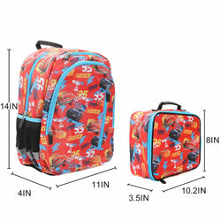 *Collective* Disney Cars Red AOP Print 14-inch Youth Backpack & Insulated Lunch Kit Set (ONLINE ORDER ONLY)