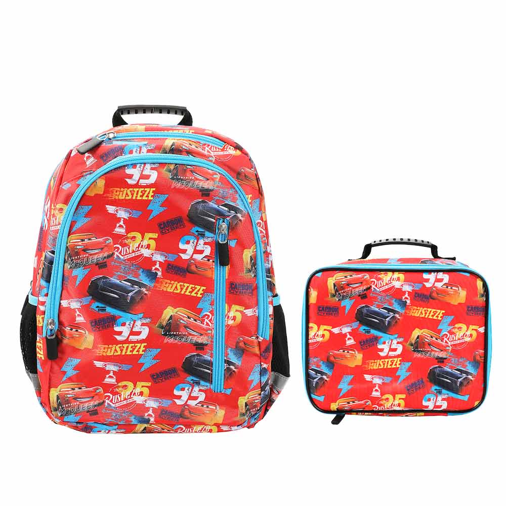 *Collective* Disney Cars Red AOP Print 14-inch Youth Backpack & Insulated Lunch Kit Set (ONLINE ORDER ONLY)
