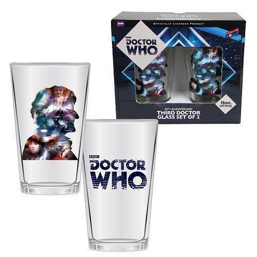 Doctor Who Anniversary Third Doctor 16 oz. Glass Set of 2 (Online Order Only)