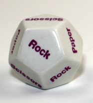 28mm d12 Rock Paper Scissors White/purple | d12 Novelty Dice (Online Only)