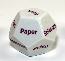 28mm d12 Rock Paper Scissors White/purple | d12 Novelty Dice (Online Only)