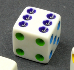 16mm Opaque d6 White/Multi-colored pips | Colorful Novelty Dice (Online Only)
