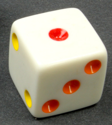 16mm Opaque d6 White/Multi-colored pips | Colorful Novelty Dice (Online Only)