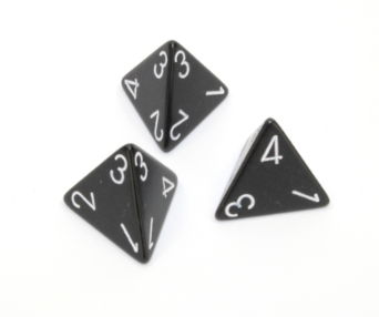 Opaque Polyhedral Black/white d4 | 4-Sided Dice (sold per die) (Online Only)