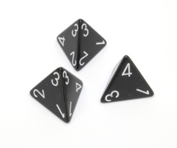Opaque Polyhedral Black/white d4 | 4-Sided Dice (sold per die) (Online Only)