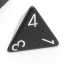 Opaque Polyhedral Black/white d4 | 4-Sided Dice (sold per die) (Online Only)