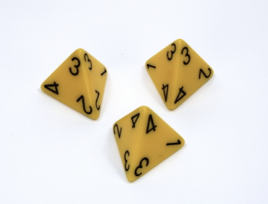 Opaque Polyhedral Yellow /black d4 | 4-Sided Dice (sold per die) (Online Only)