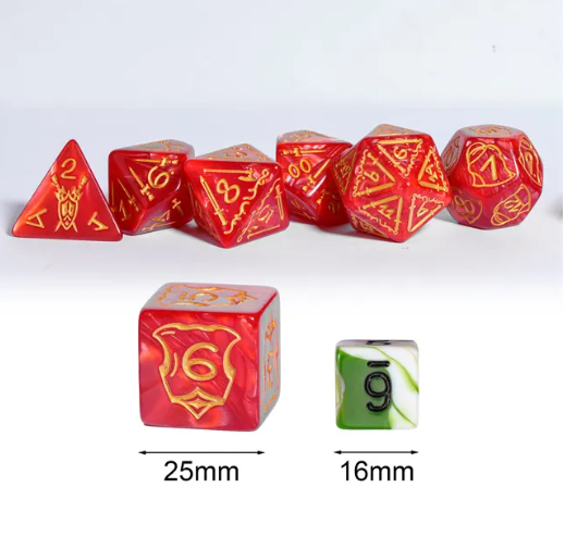 Giant Fighter Pearl Dice (7) with Gold Numbers JUMBO Dice Set (Available in Several Colors) (Online Only)