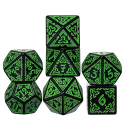 Celtic Knot Dice 7-Dice Set DND RPG Dice Druidic | White, Red, Orange, Yellow. Green, Blue (Online Only)