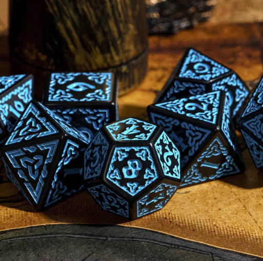 Celtic Knot Dice 7-Dice Set DND RPG Dice Druidic | White, Red, Orange, Yellow. Green, Blue (Online Only)
