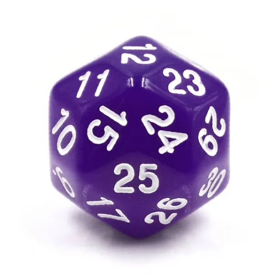 D30 Purple Single Die 30 Sided/s by HDdice | HengDadice (Online Only)