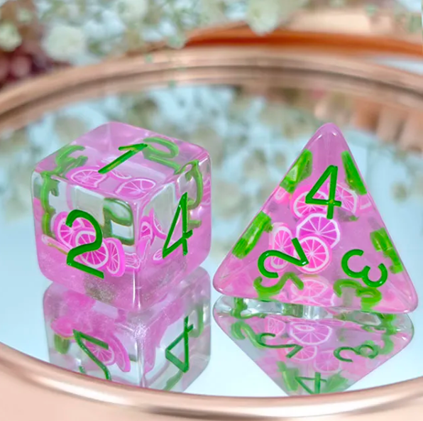 Dragon Fruit Themed Dice | 7-Dice Resin Dice Set Dnd Role Playing Set (Online Only)