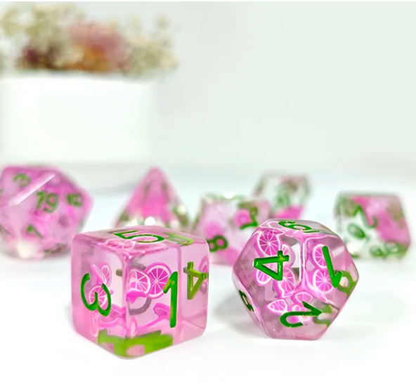 Dragon Fruit Themed Dice | 7-Dice Resin Dice Set Dnd Role Playing Set (Online Only)