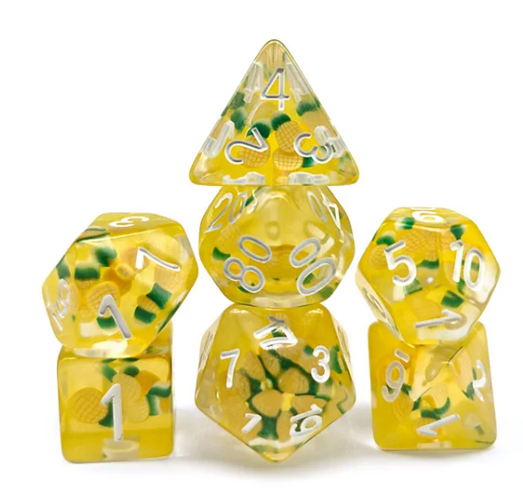 Pineapple Themed Dice | 7-Dice Resin Dice Set RPG Dice (Online Only)