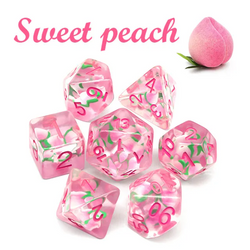 Peach Themed Dice | 7-Dice Resin Dice Set DnD Role Playing Set (Online Only)