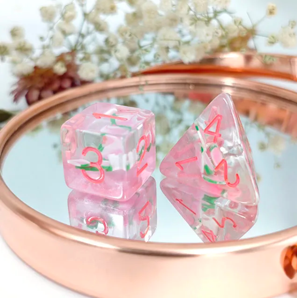 Peach Themed Dice | 7-Dice Resin Dice Set DnD Role Playing Set (Online Only)