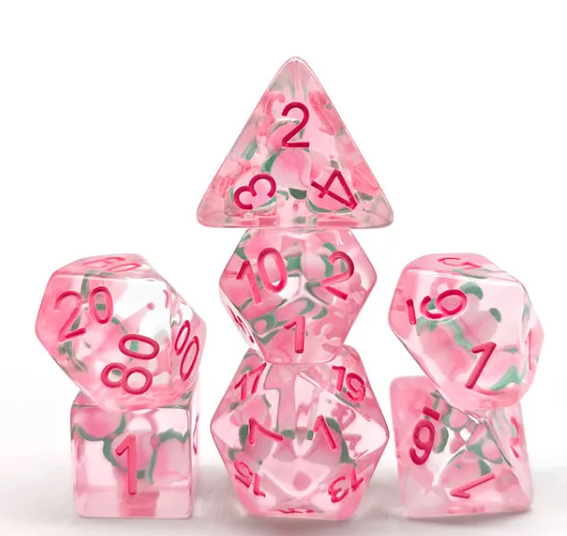 Peach Themed Dice | 7-Dice Resin Dice Set DnD Role Playing Set (Online Only)