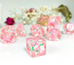 Peach Themed Dice | 7-Dice Resin Dice Set DnD Role Playing Set (Online Only)