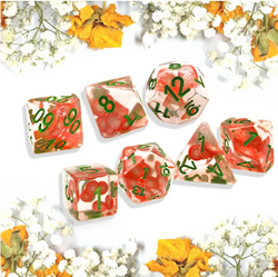 Tomato Themed Dice | 7-Dice Resin Dice Set DND Role Playing Dice (Online Only)
