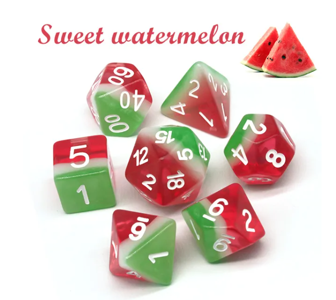 Watermelon  | 7-Dice Resin Dice Set DND Dice Layered Dice (Online Only)