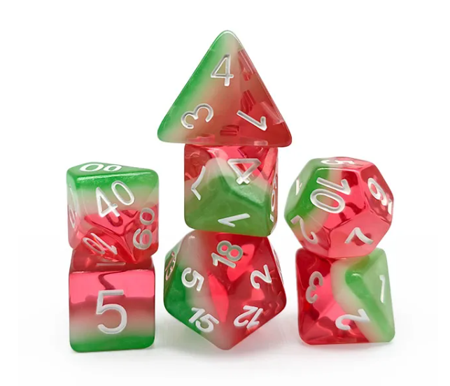 Watermelon  | 7-Dice Resin Dice Set DND Dice Layered Dice (Online Only)