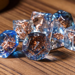Divine Radiance: Paladin's Celestial Sun Dice Set | Blue & Clear Sun Dice (Online Only)