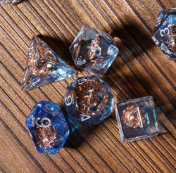 Divine Radiance: Paladin's Celestial Sun Dice Set | Blue & Clear Sun Dice (Online Only)