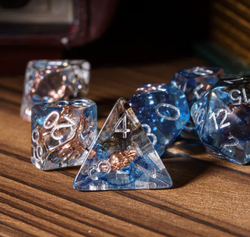 Divine Radiance: Paladin's Celestial Sun Dice Set | Blue & Clear Sun Dice (Online Only)