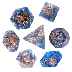Divine Radiance: Paladin's Celestial Sun Dice Set | Blue & Clear Sun Dice (Online Only)
