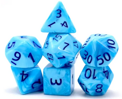 Poseidon's Pain 7-Dice Set Blended Blue w/Blue Numbers Dnd Dice Set (Online Only)