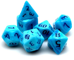 Poseidon's Pain 7-Dice Set Blended Blue w/Blue Numbers Dnd Dice Set (Online Only)
