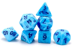 Poseidon's Pain 7-Dice Set Blended Blue w/Blue Numbers Dnd Dice Set (Online Only)