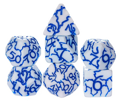 Frost Shard Crackle Nexus: 7-Dice RPG Set White with Blue Crackle Effect (Online Only)